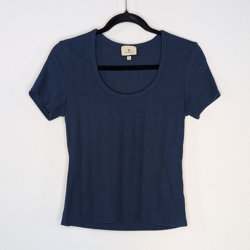 Tuckernuck Short Sleeve Knit Round Neck T-Shirt Blue Small